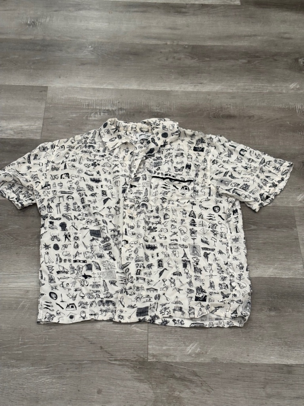 Fuckingawesome Camp Shirt Mens XL Dictionary Cabana Black Ink Short Sleeve Rayon